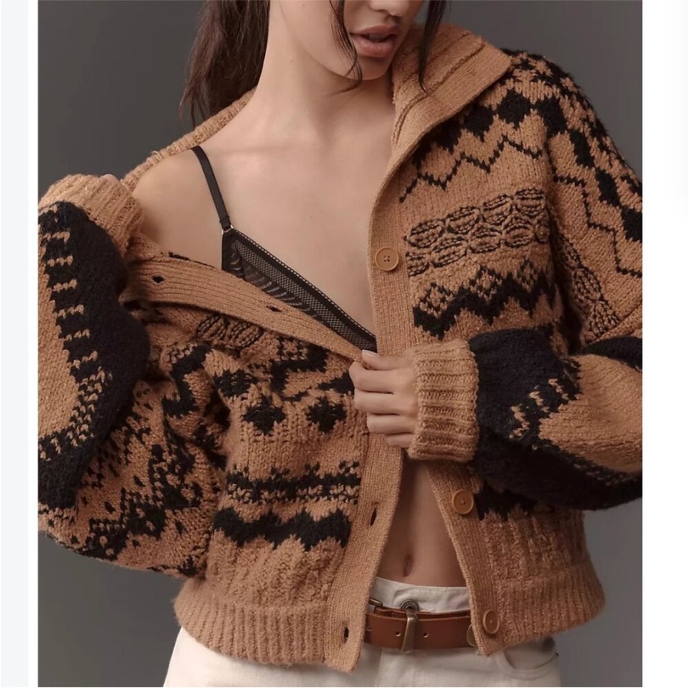Anthropologie Jacquard Heart Motif Sweater 2X - Picture 2 of 11